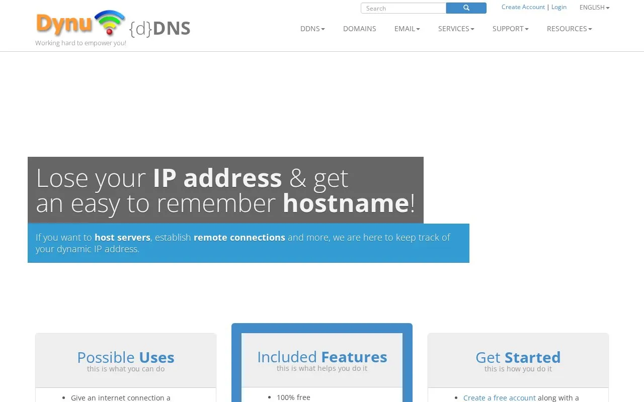 dynu homepage screenshot