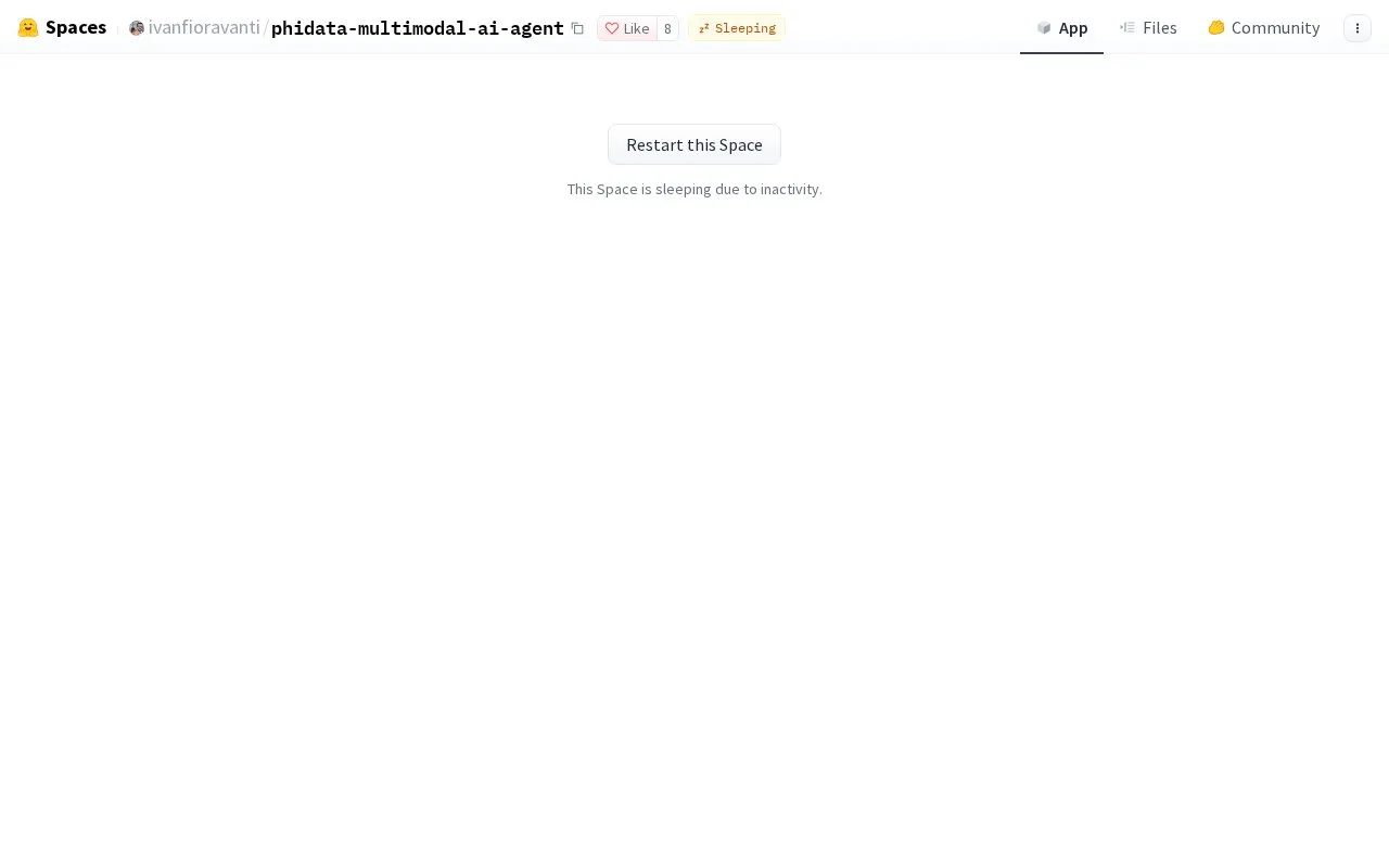 Phidata Multimodal AI Agent homepage screenshot