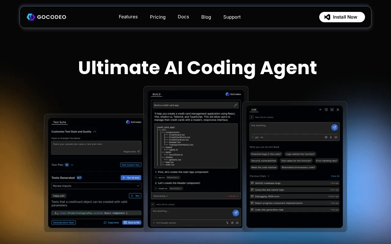 GoCodeo homepage screenshot