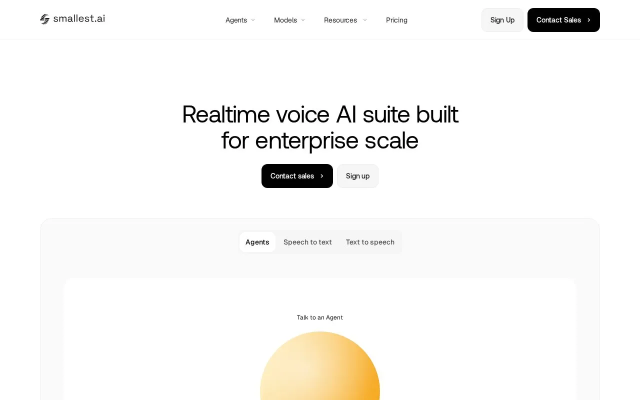 smallest.ai homepage screenshot