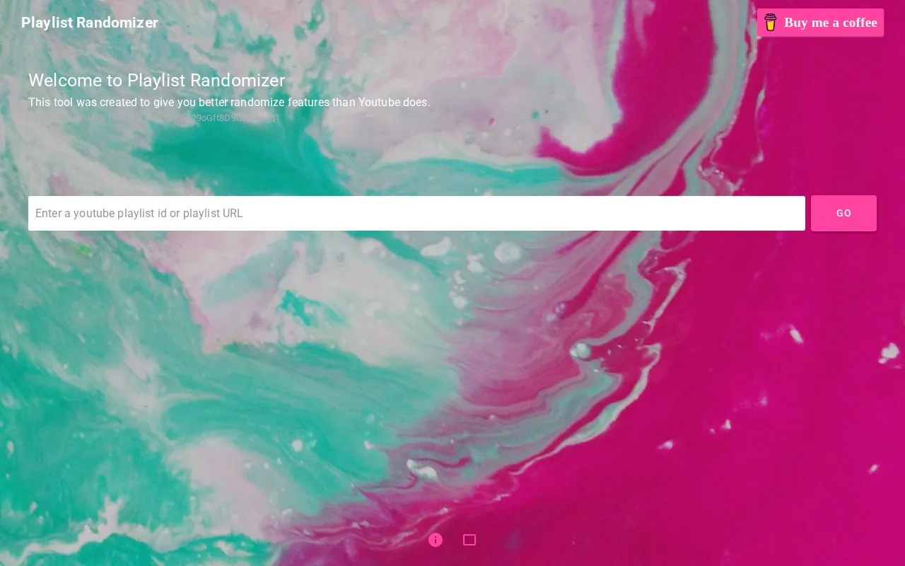 Playlist Randomizer homepage screenshot