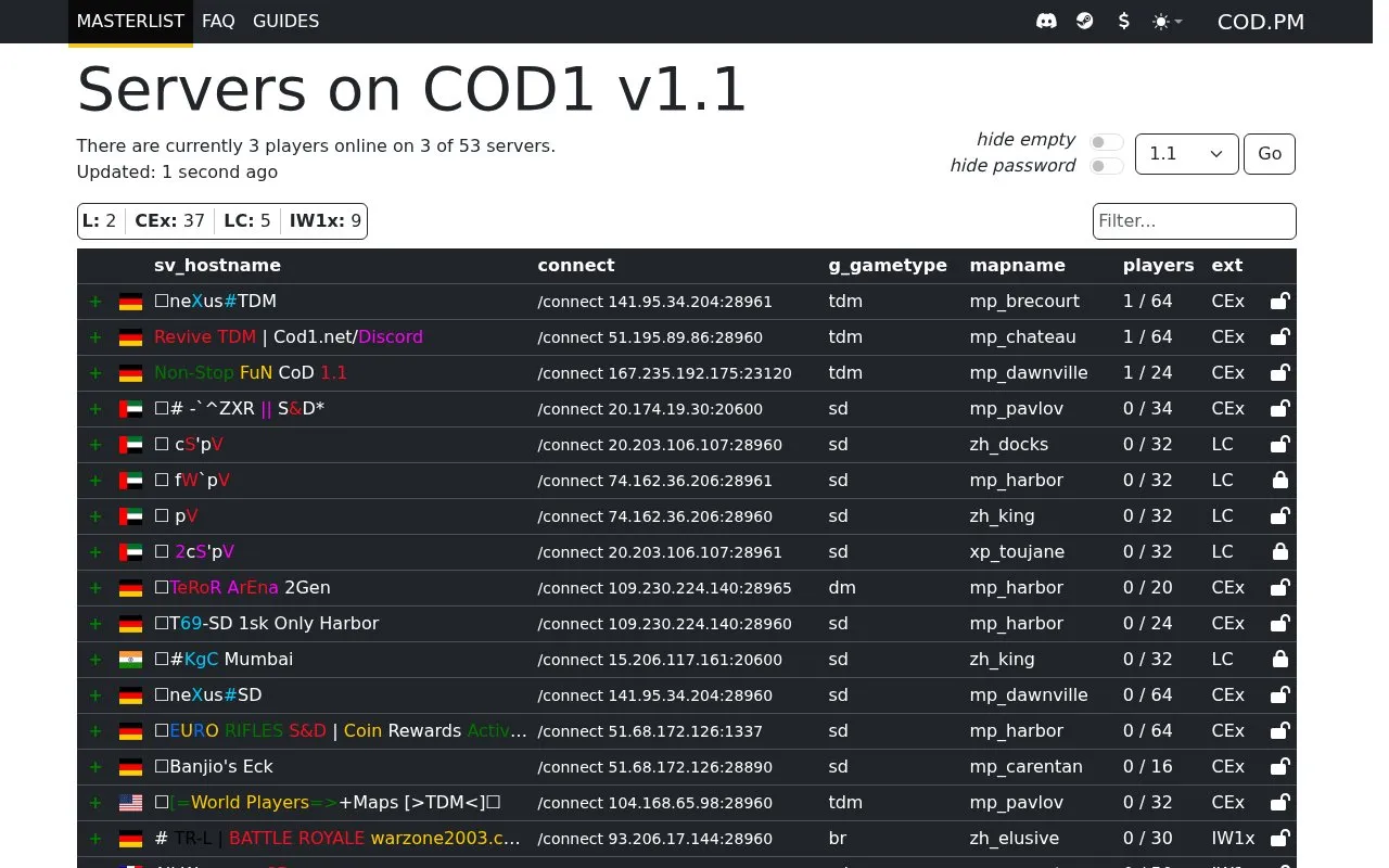 cod.pm homepage screenshot
