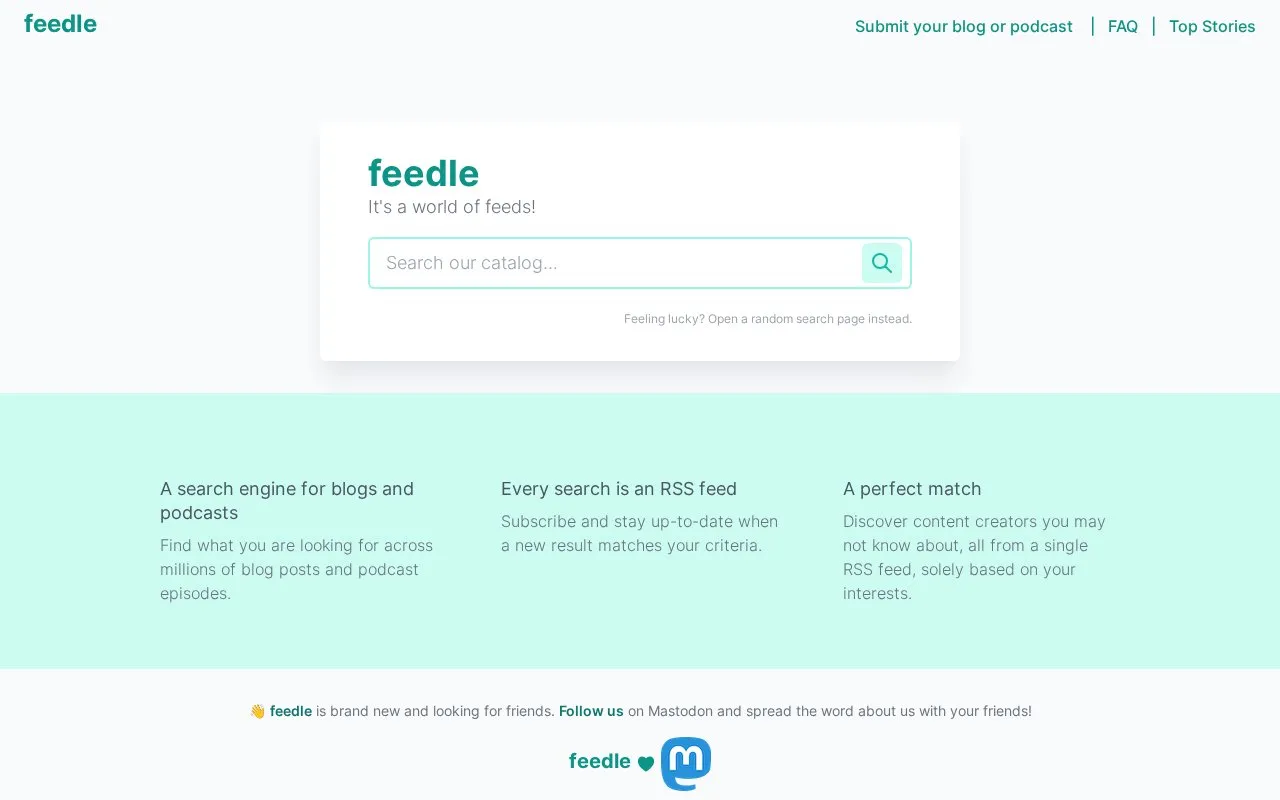 feedle homepage screenshot