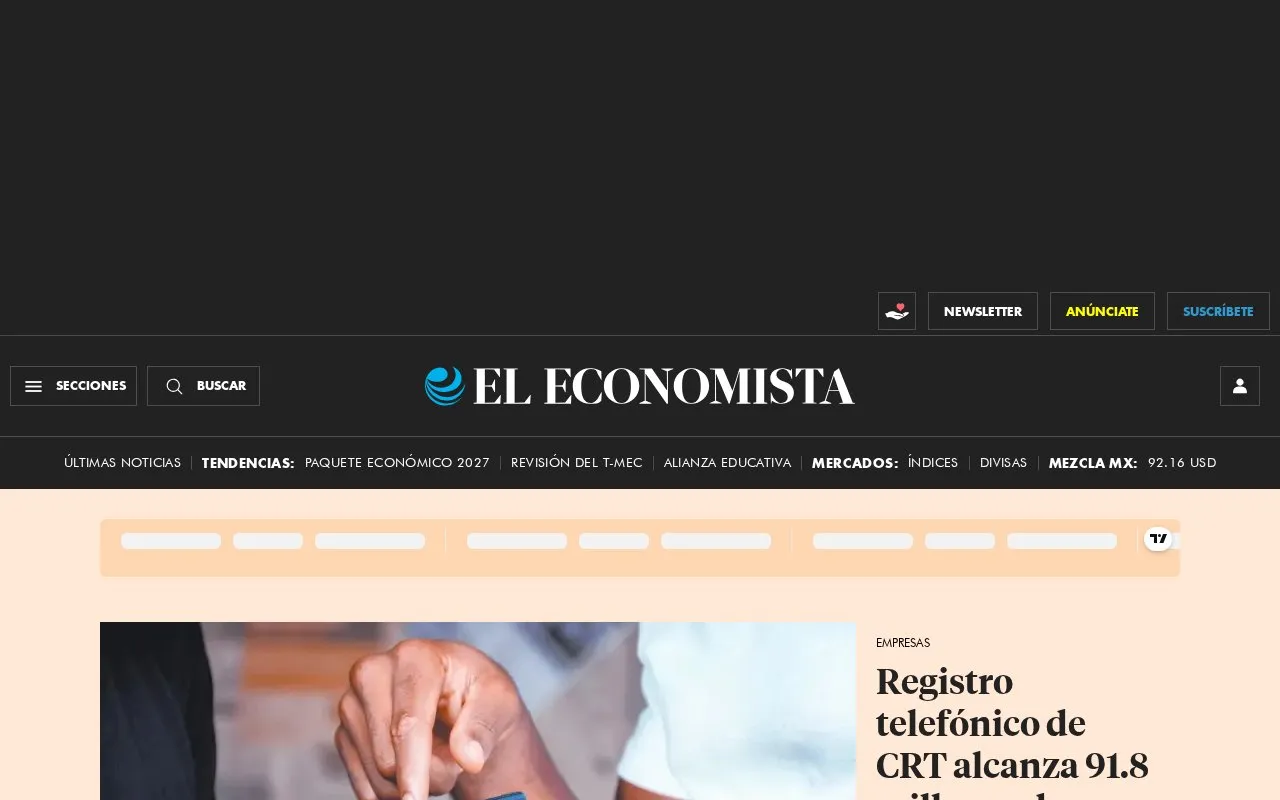 El Economista homepage screenshot