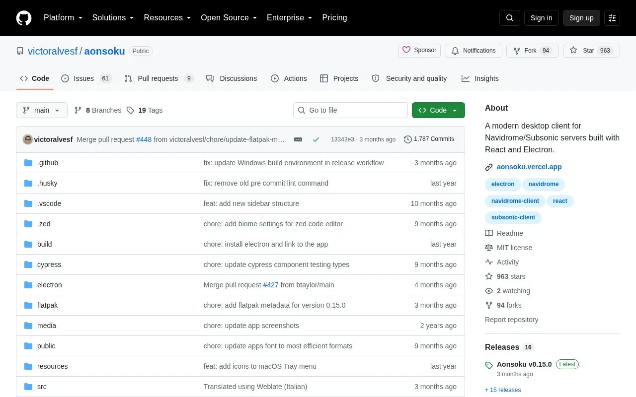 Aonsoku homepage screenshot