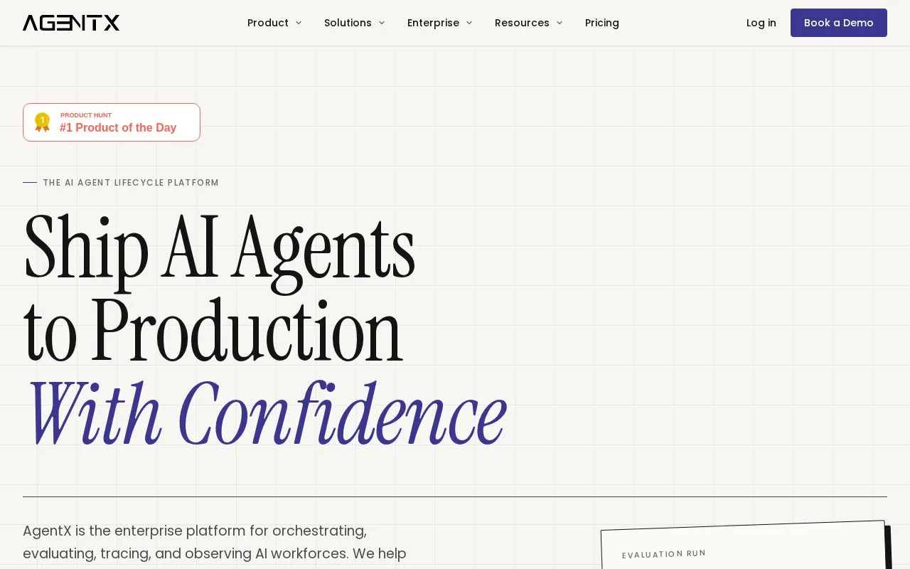 AgentX homepage screenshot