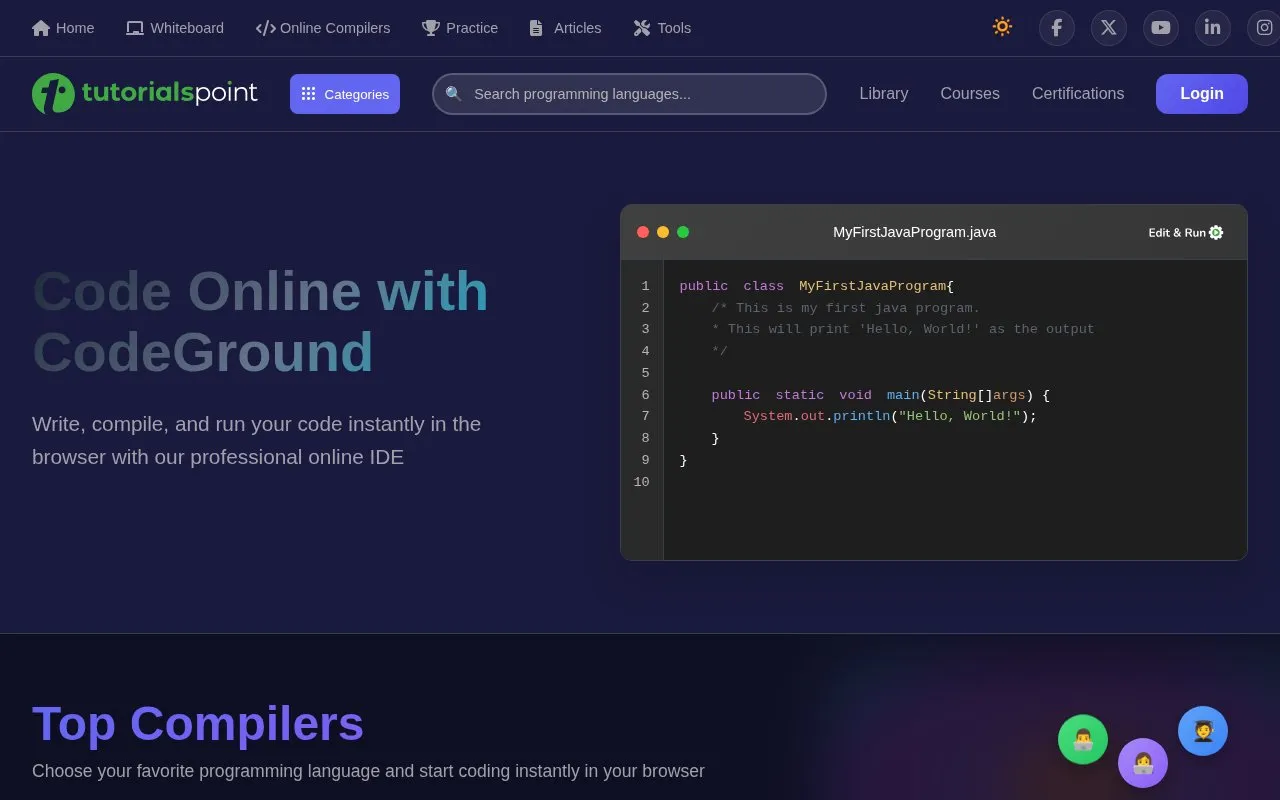 CodingGround homepage screenshot
