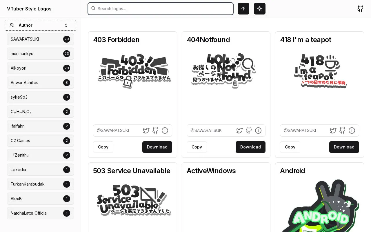 VTuberized Logos homepage screenshot