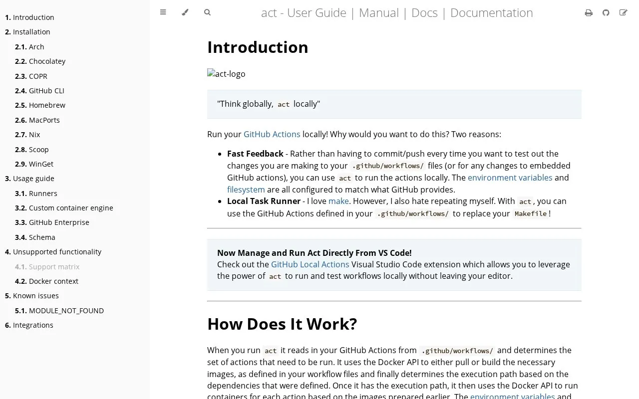act homepage screenshot