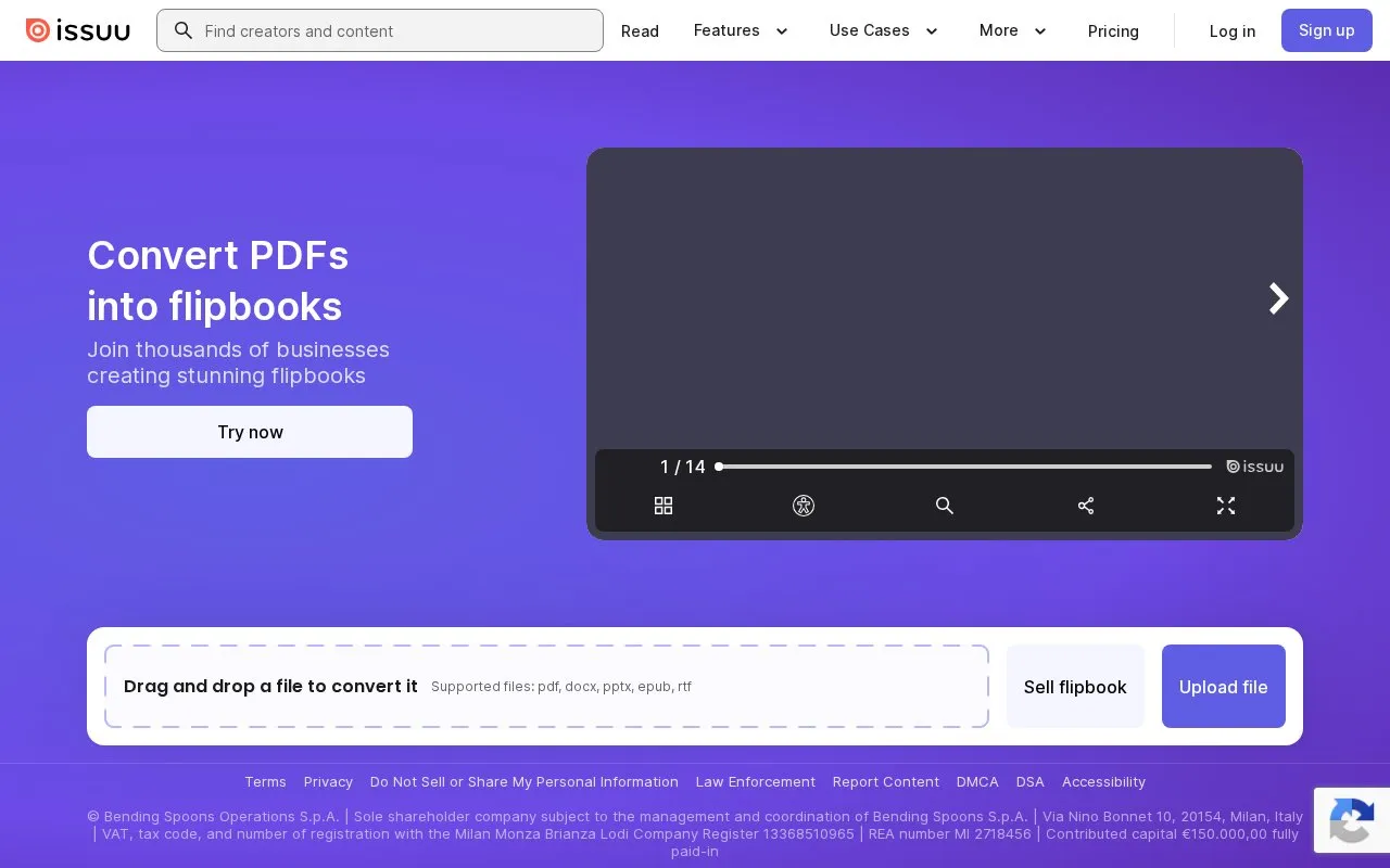 Issuu homepage screenshot