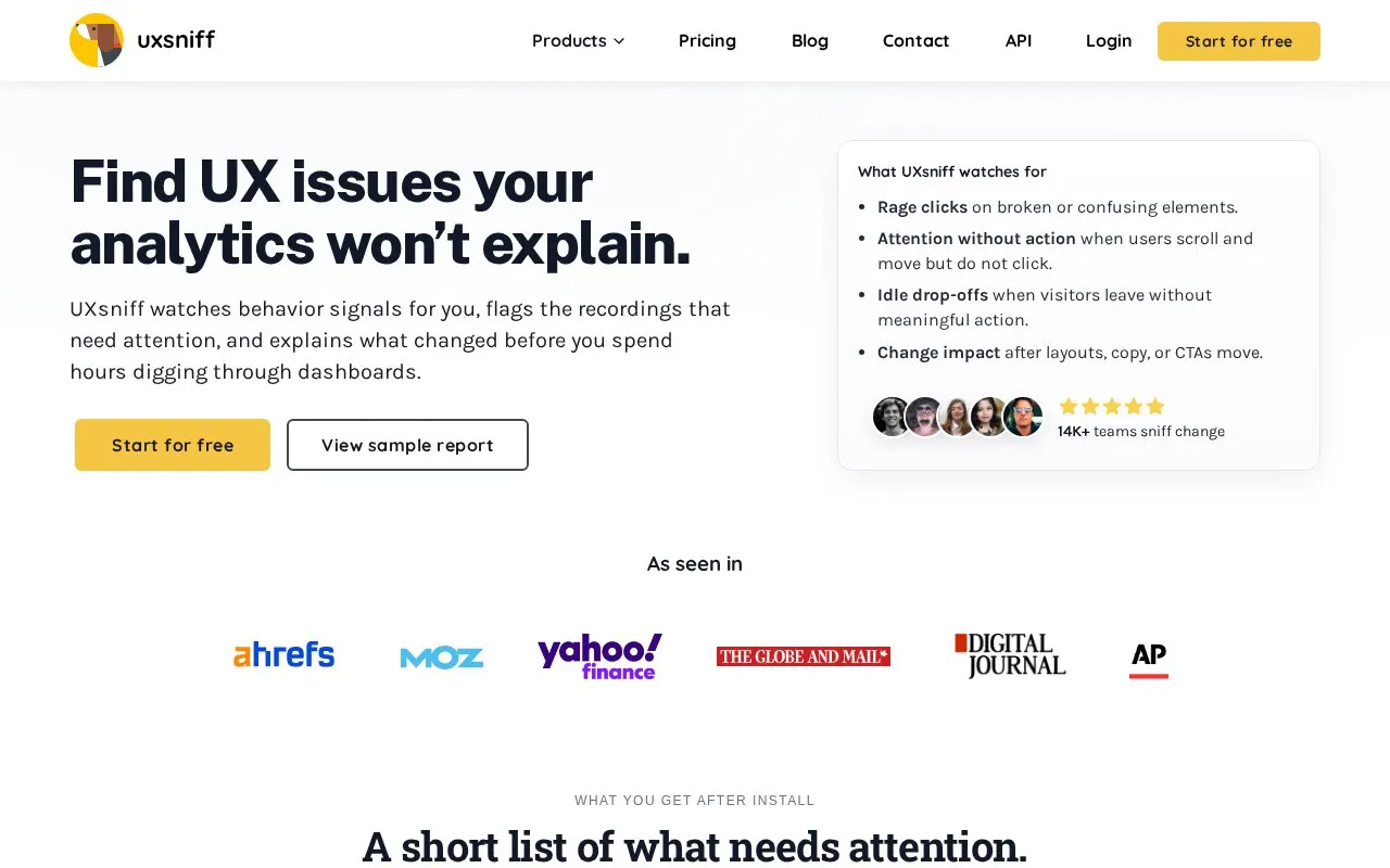 UXsniff homepage screenshot