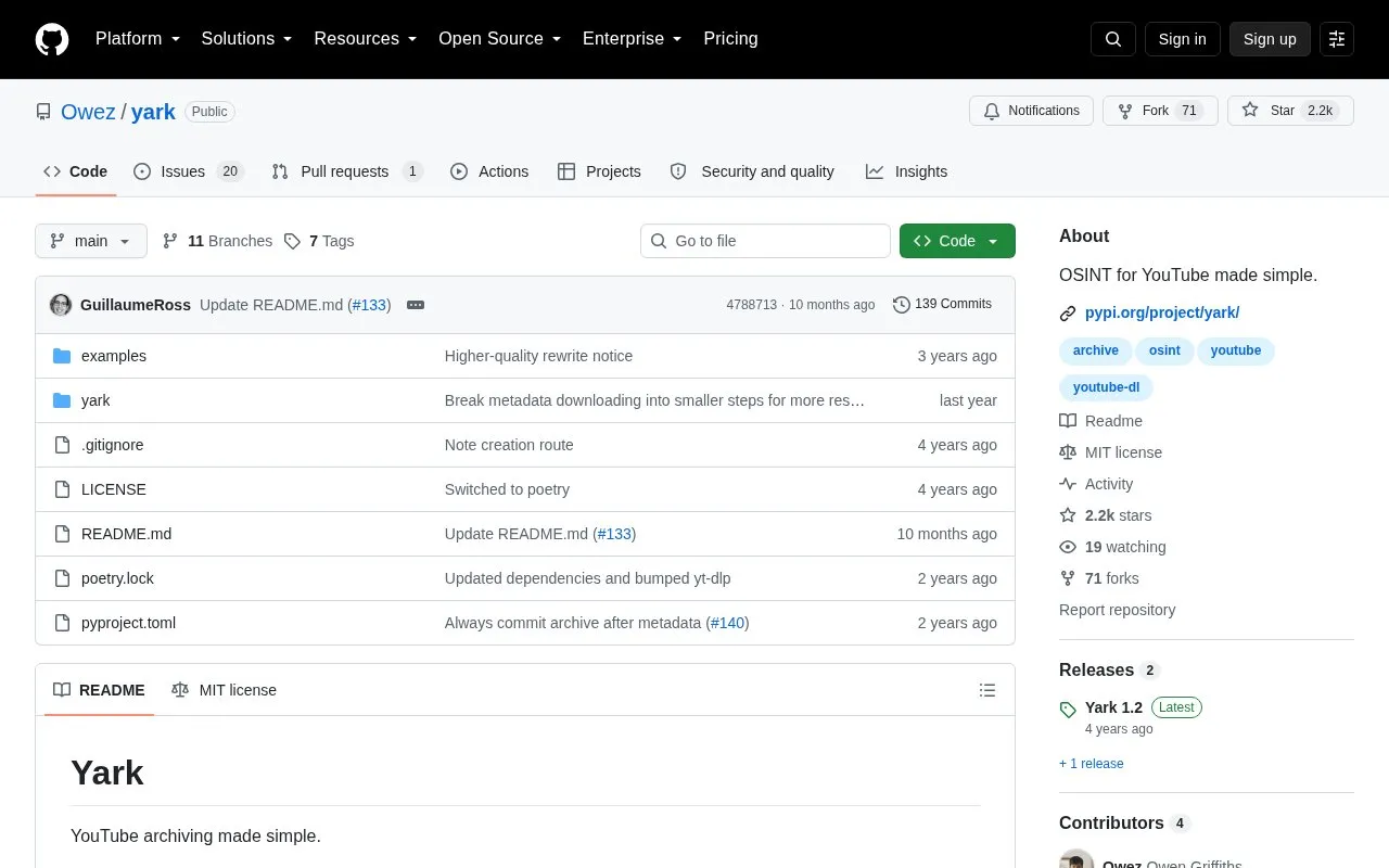 yark homepage screenshot