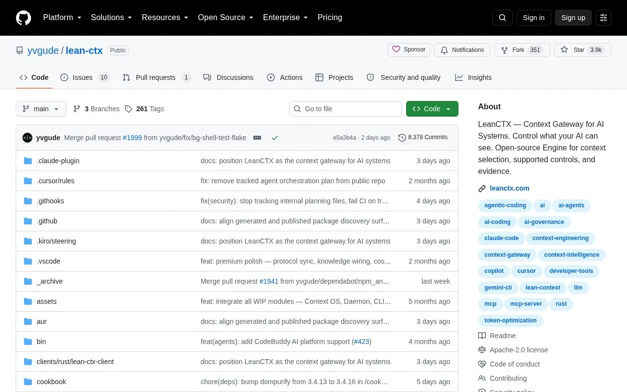 lean-ctx homepage screenshot