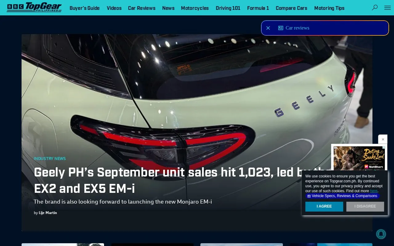 Top Gear Philippines homepage screenshot