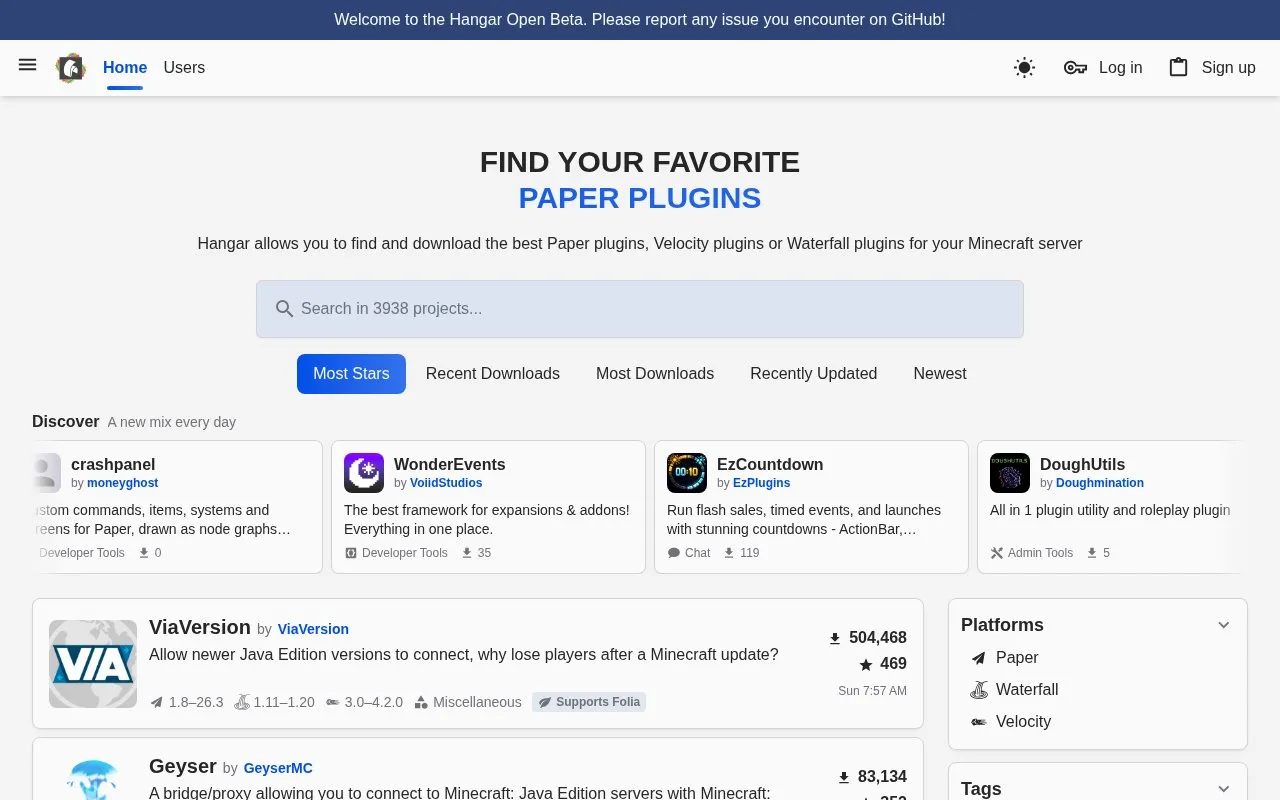 Plugins homepage screenshot