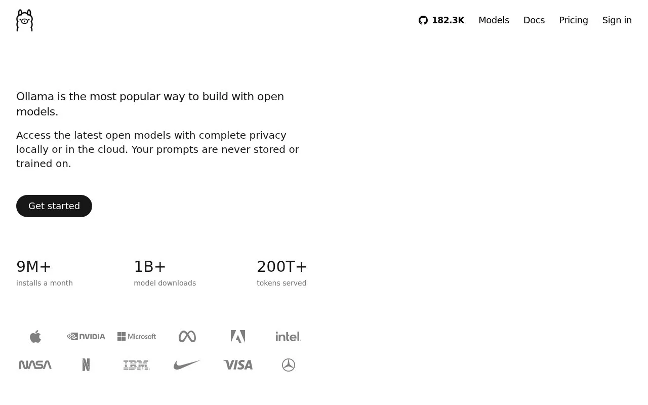 Ollama homepage screenshot