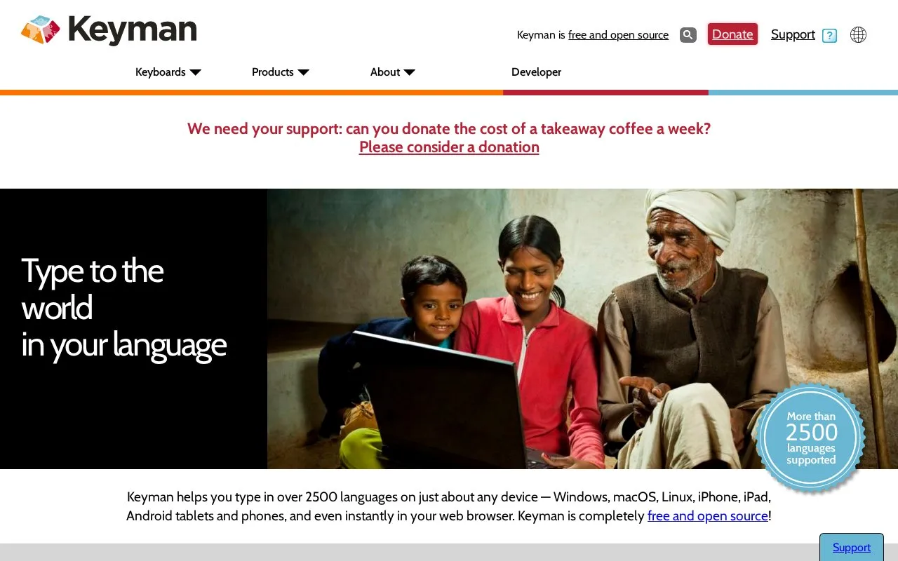Keyman homepage screenshot