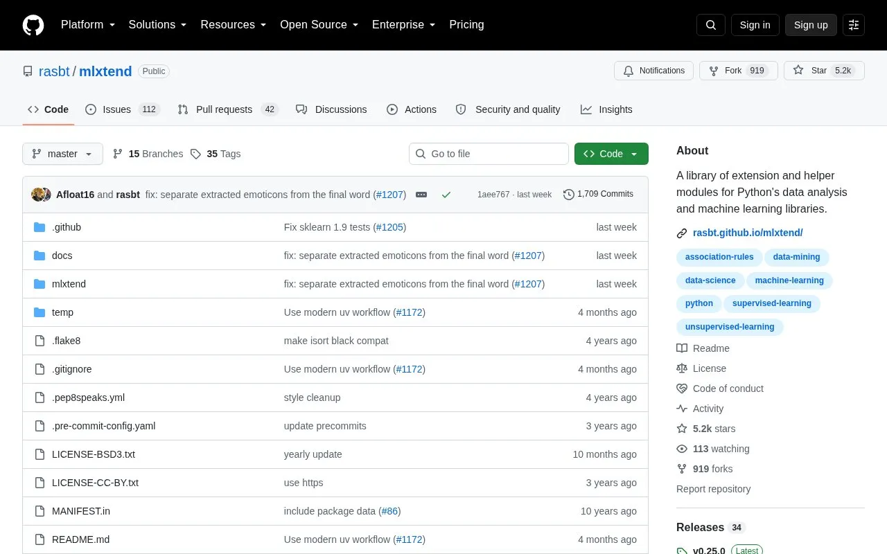 mlxtend homepage screenshot
