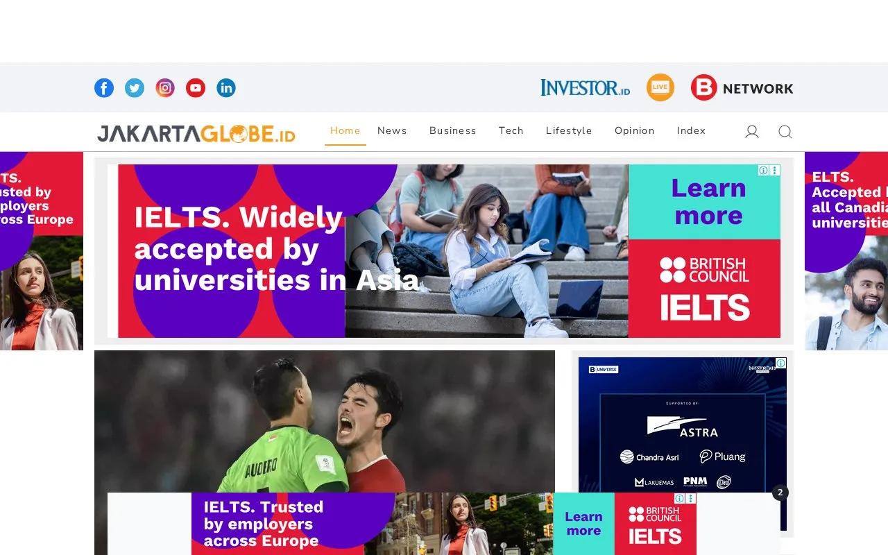 Jakarta Globe homepage screenshot
