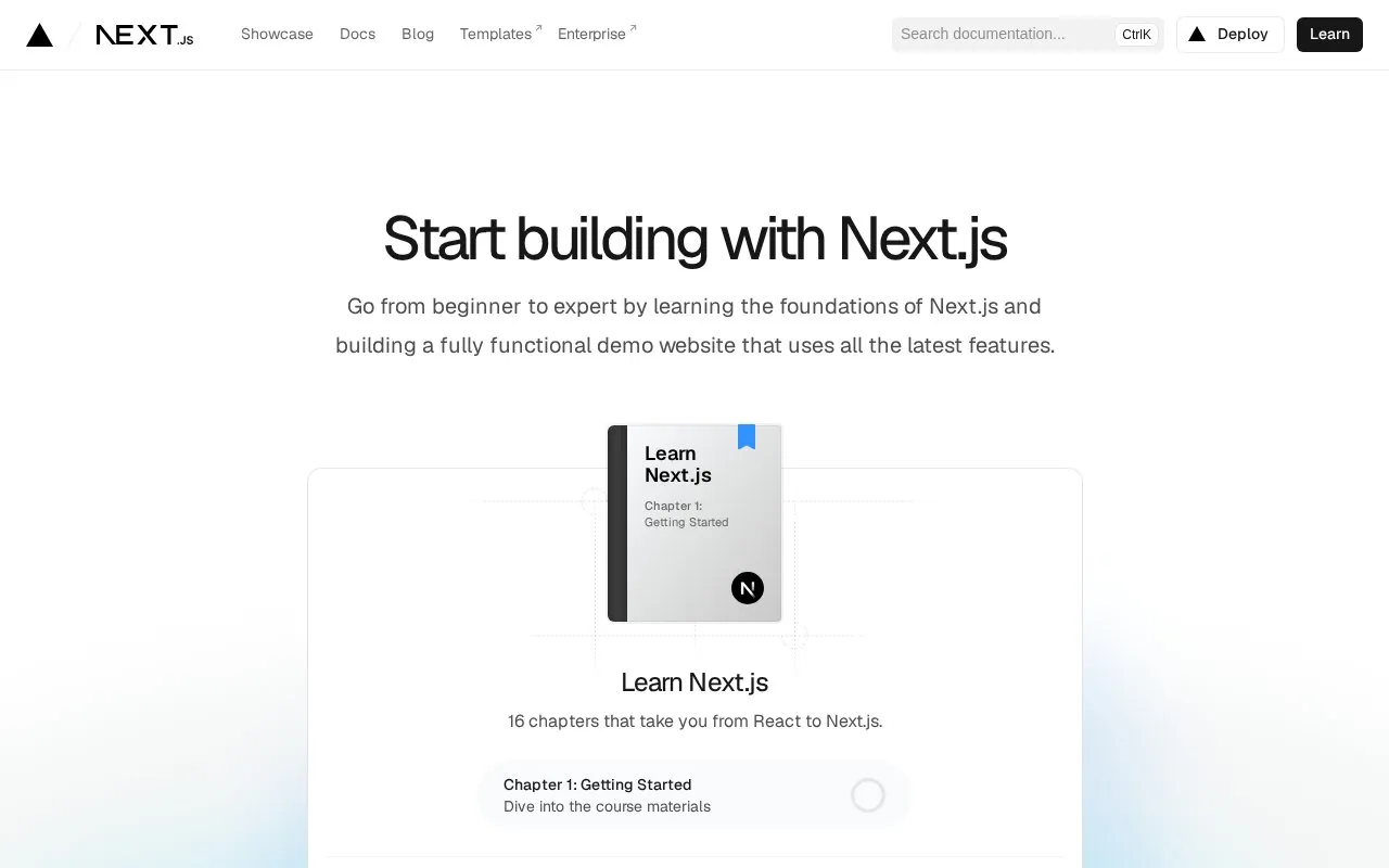 Learn Next.js homepage screenshot