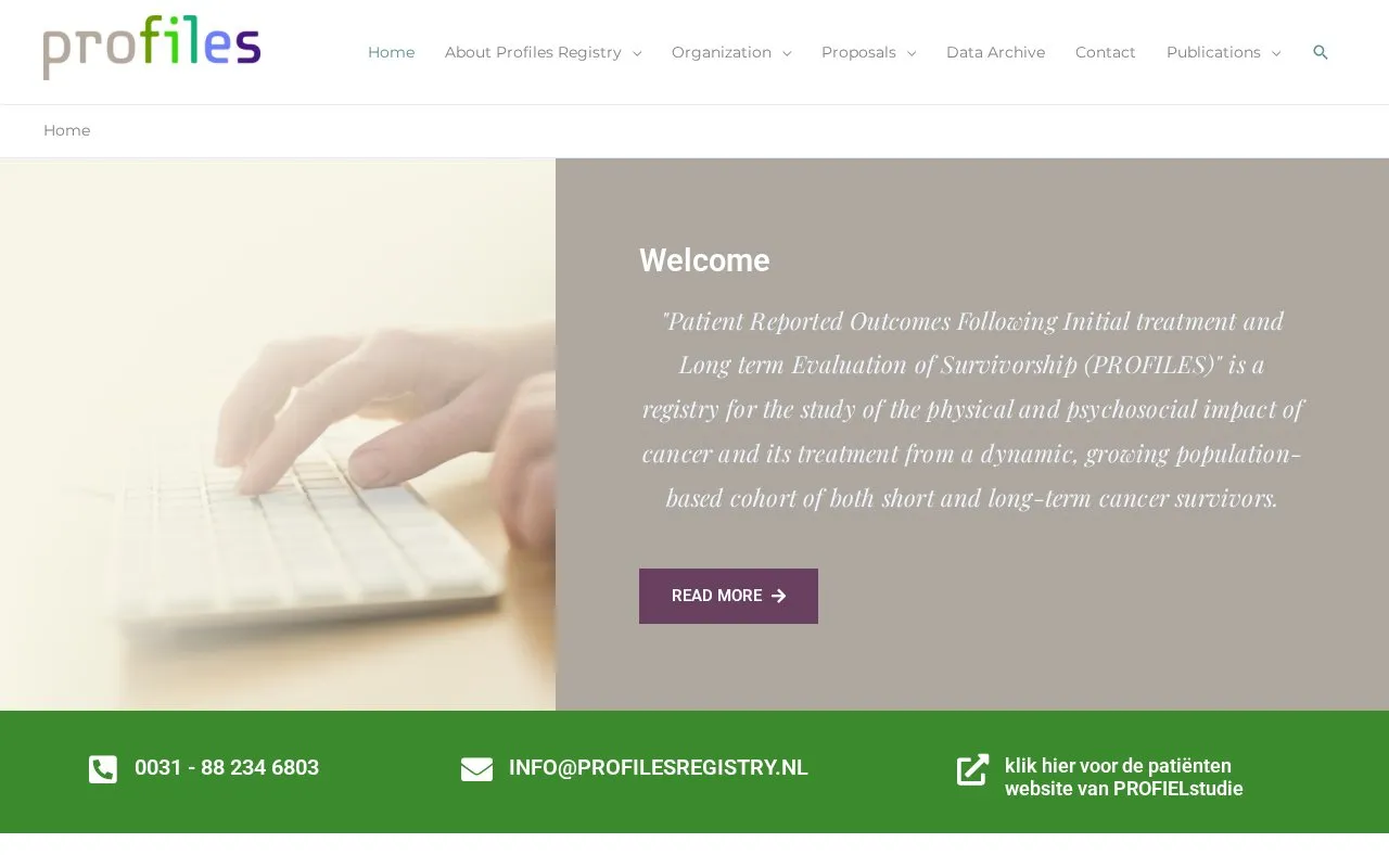 Profiles Registry homepage screenshot