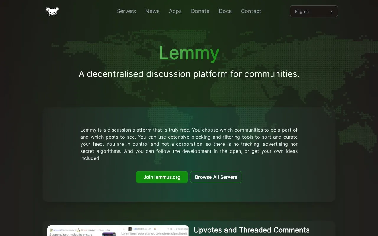 Lemmy homepage screenshot
