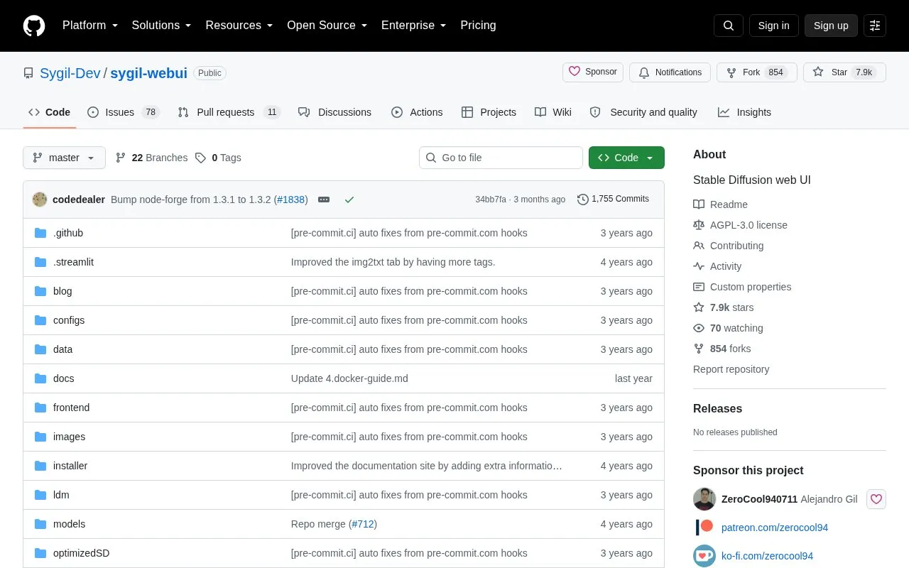 Sygil Webui homepage screenshot