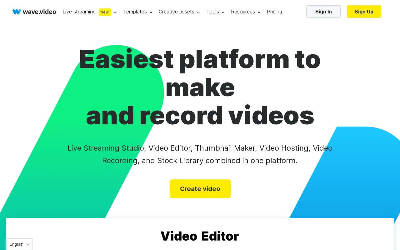 Wave.video homepage screenshot
