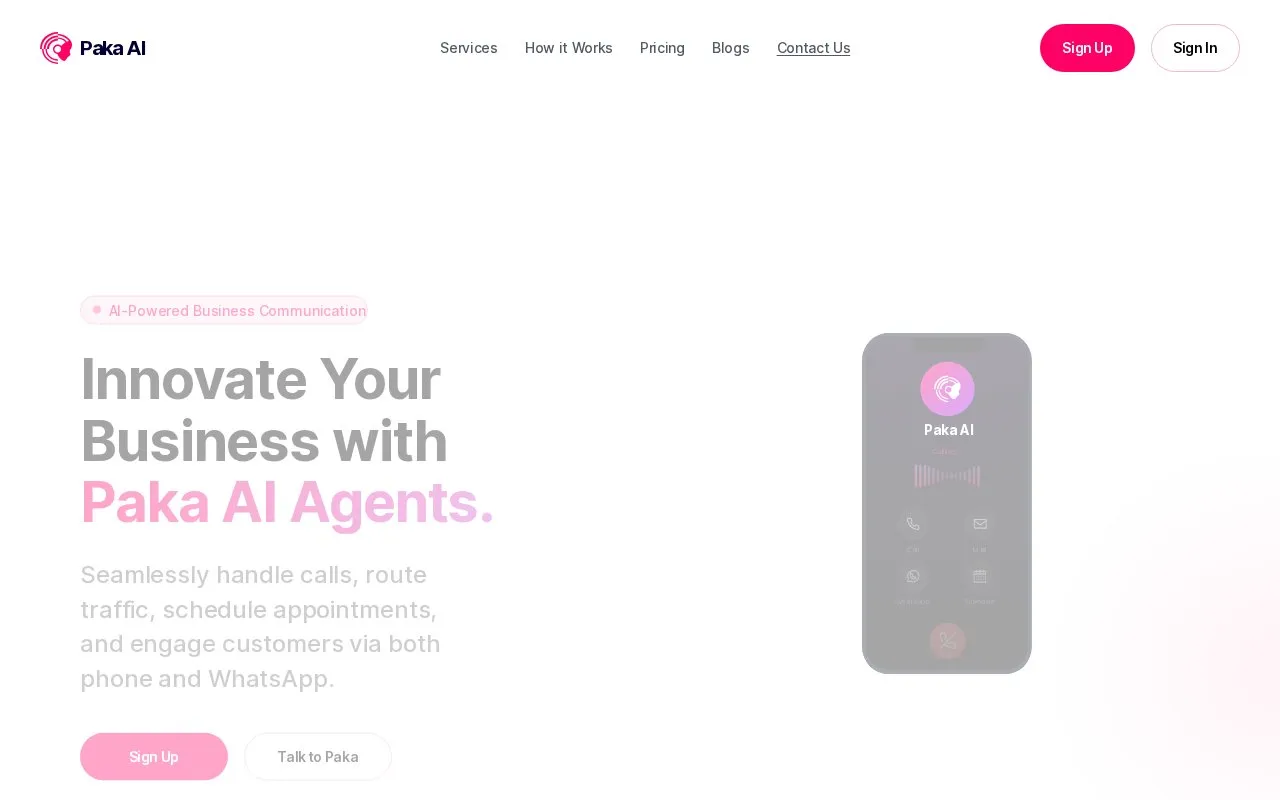 Paka AI homepage screenshot