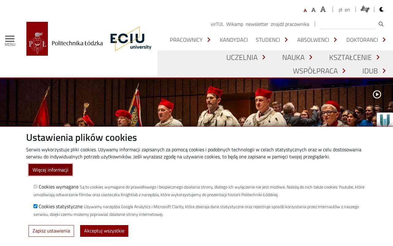 Lodz University of Technology homepage screenshot