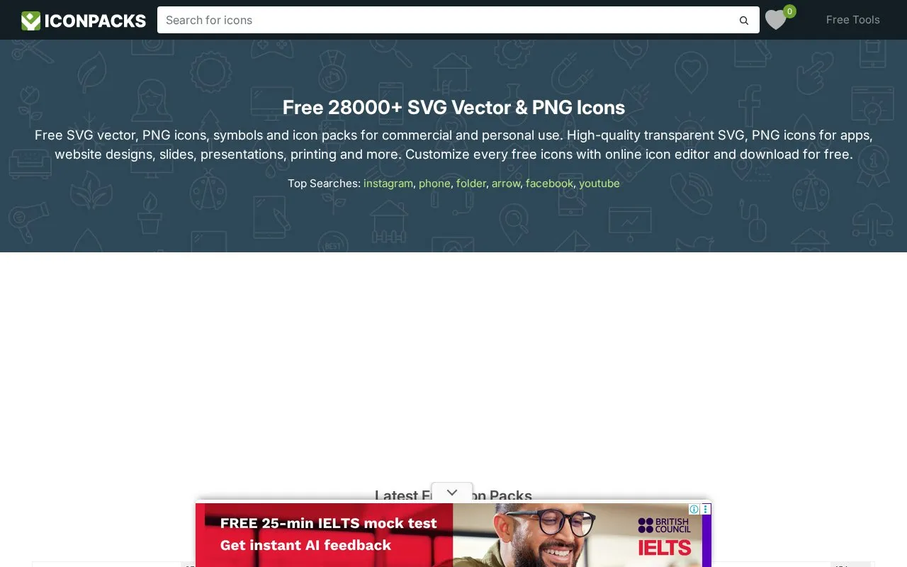 IconPacks homepage screenshot