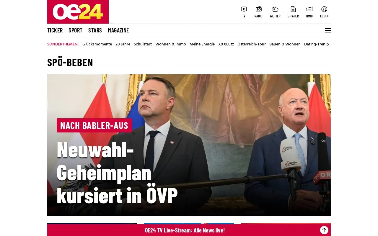 Österreich homepage screenshot