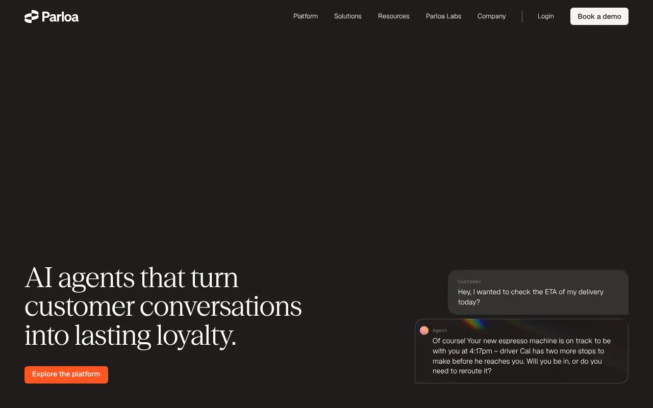 Parloa homepage screenshot