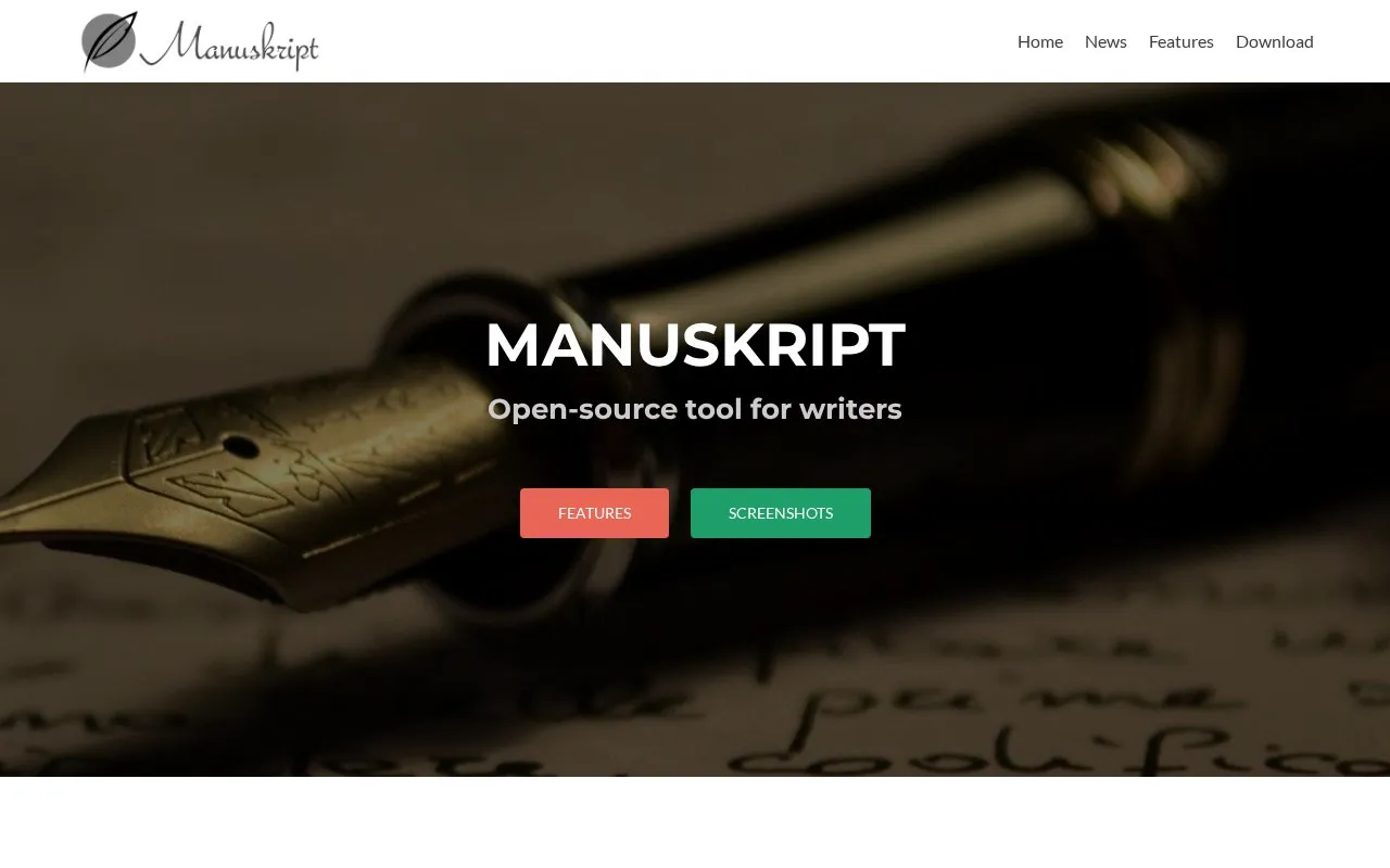 Manuskript homepage screenshot