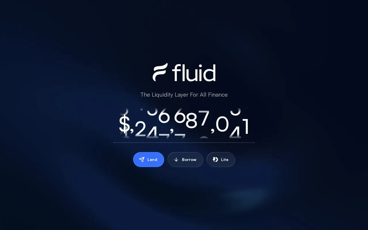 Fluid DEX homepage screenshot