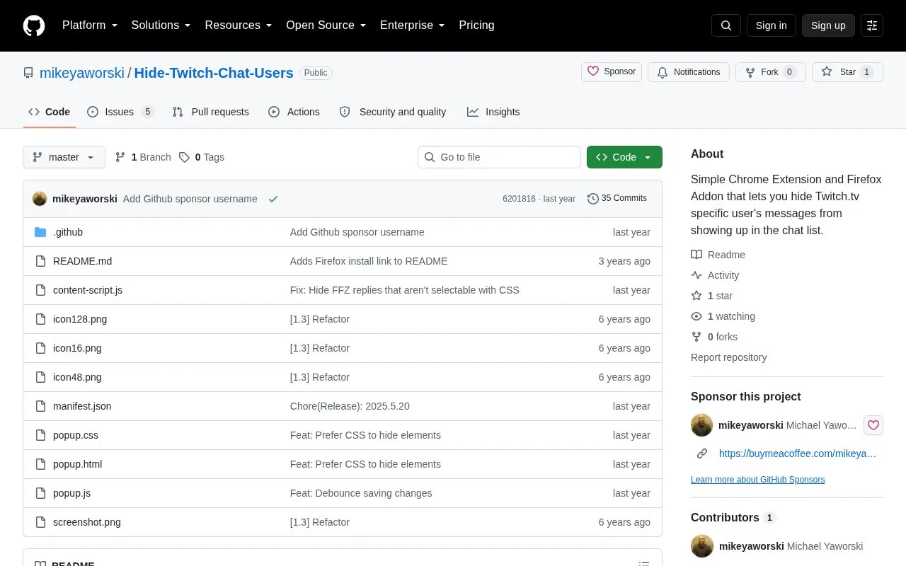 Hide-Twitch-Chat-Users homepage screenshot