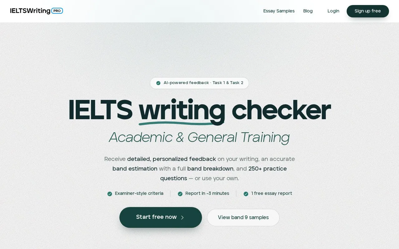 IELTSWritingPro homepage screenshot