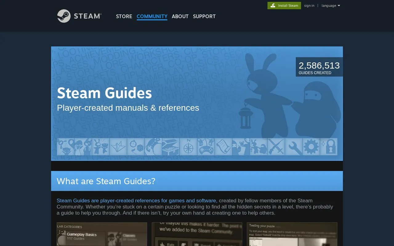 Steam page homepage screenshot