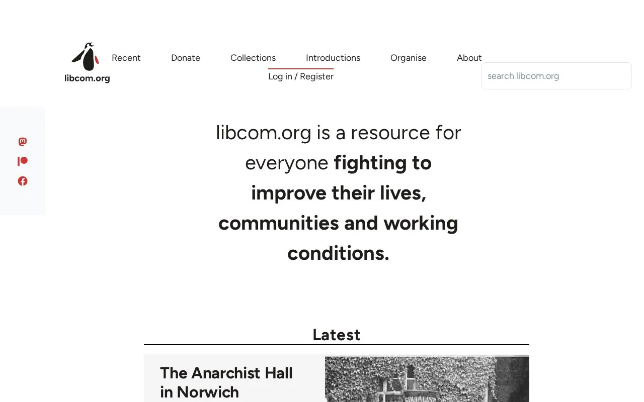 libcom.org homepage screenshot