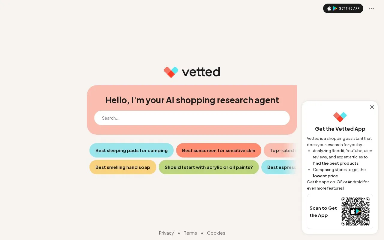 Vetted homepage screenshot