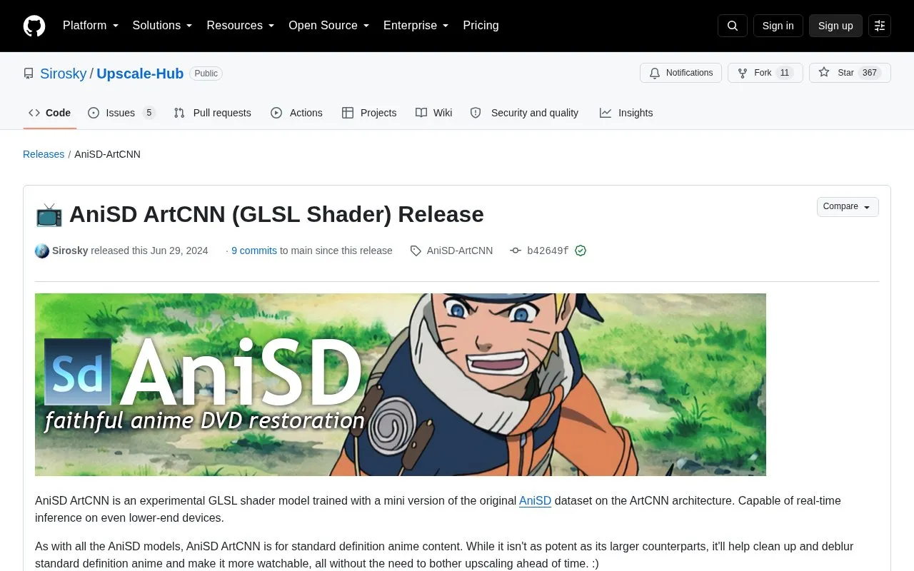 AniSD homepage screenshot