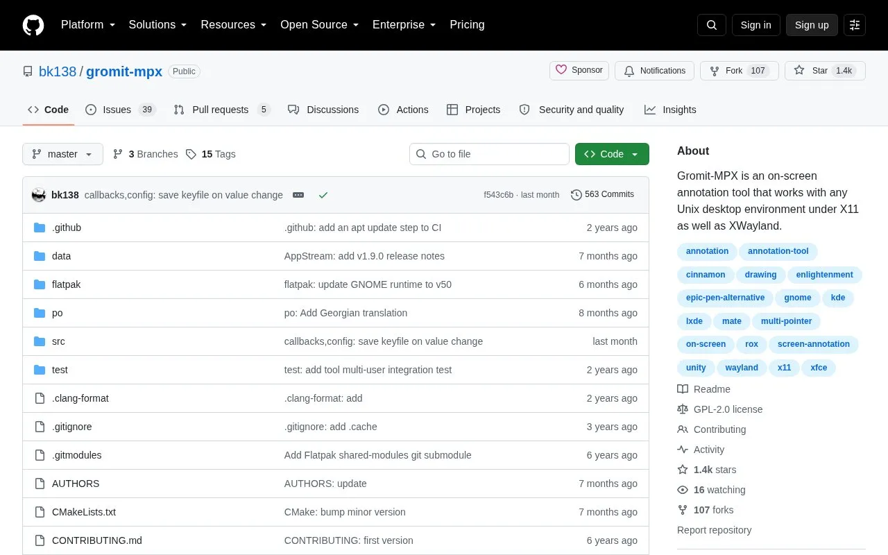 Gromit MPX homepage screenshot