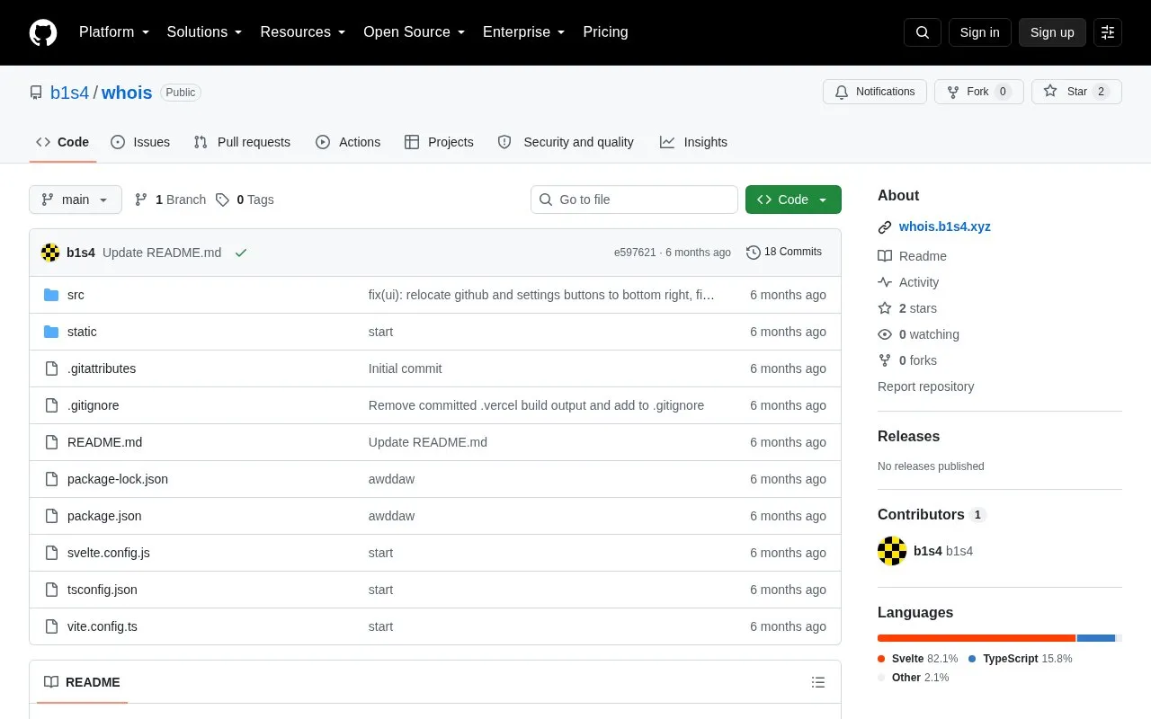 Whois homepage screenshot