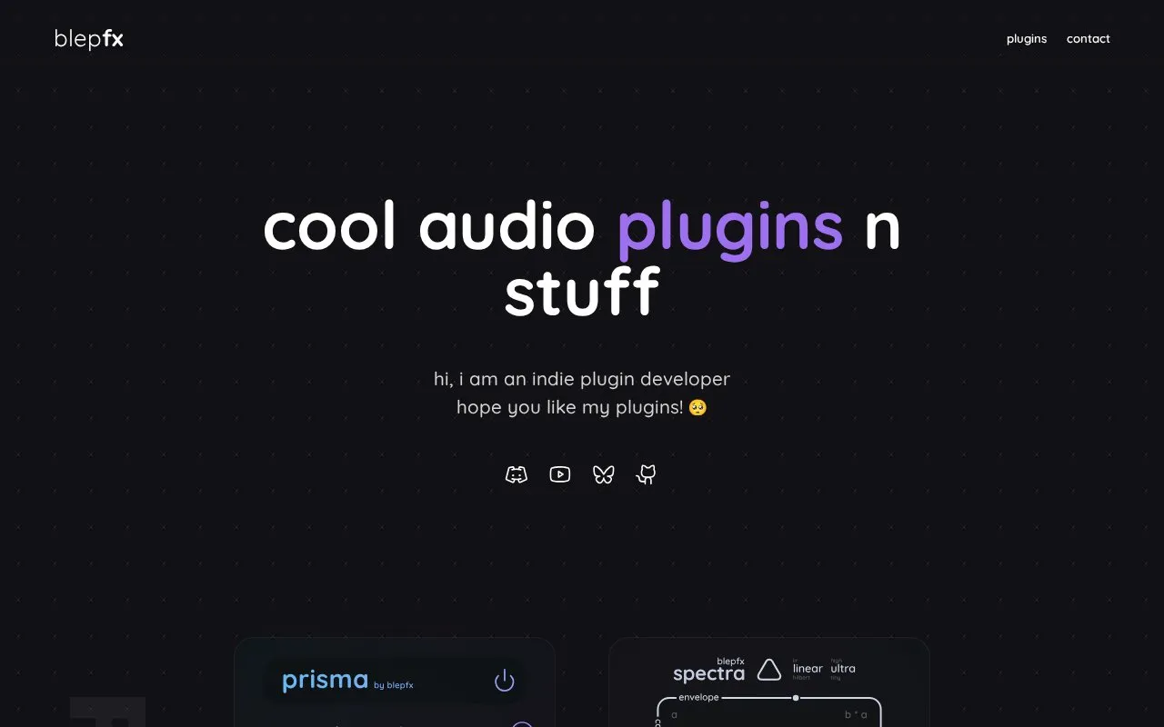 blepfx homepage screenshot