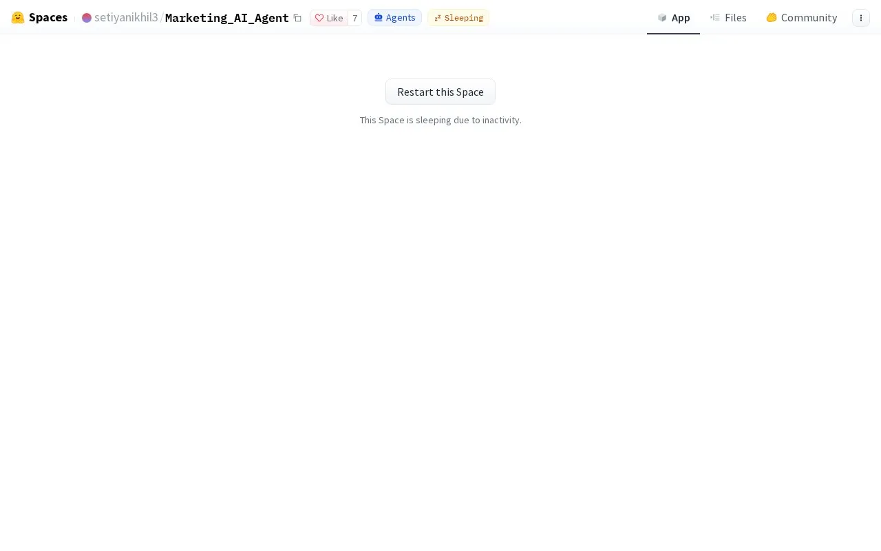 Marketing AI Agent homepage screenshot