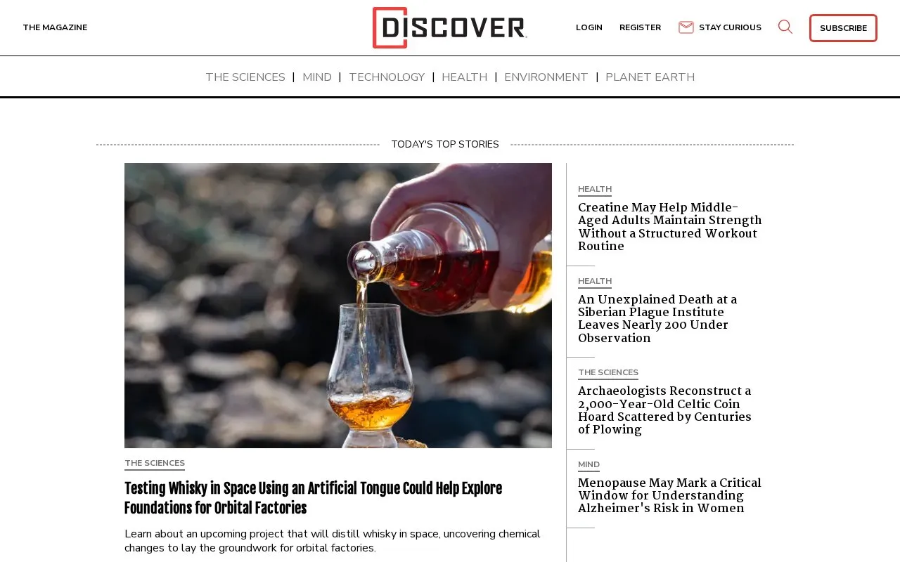 Discover homepage screenshot