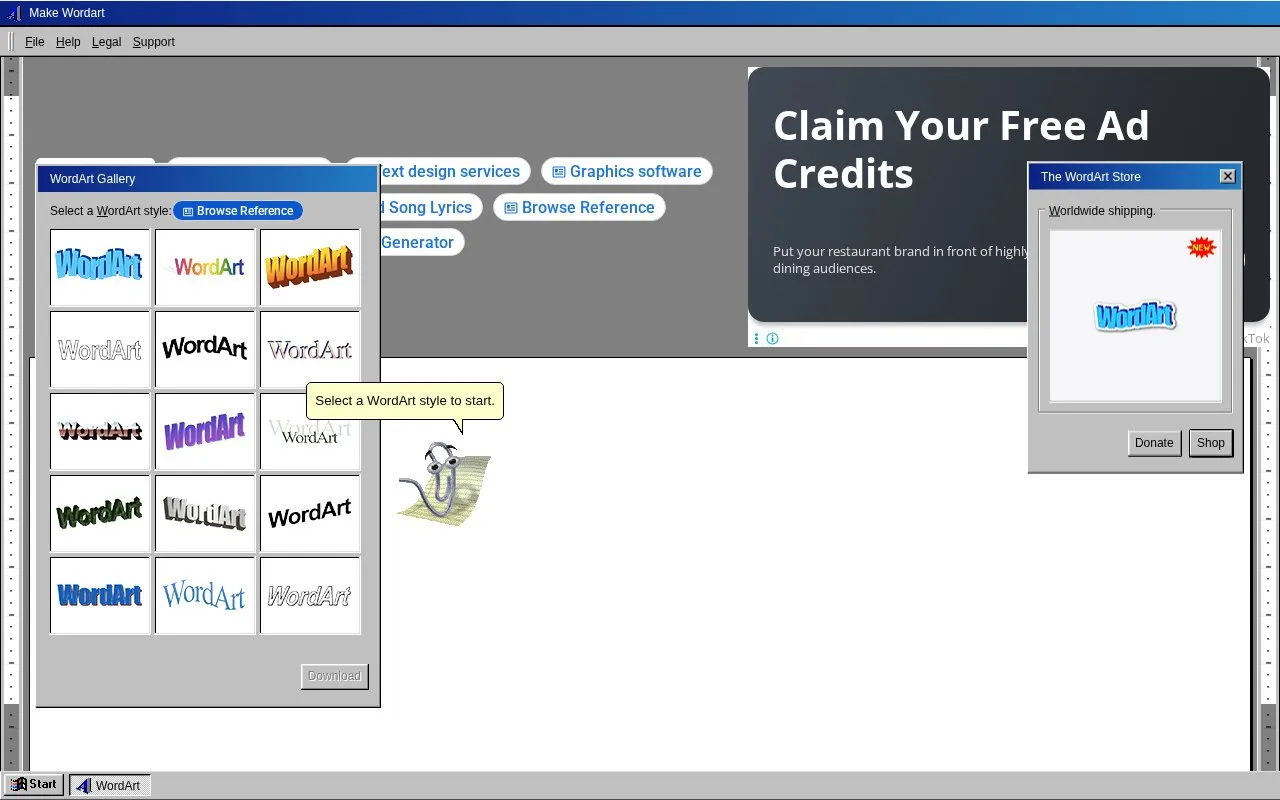 Make Wordart homepage screenshot