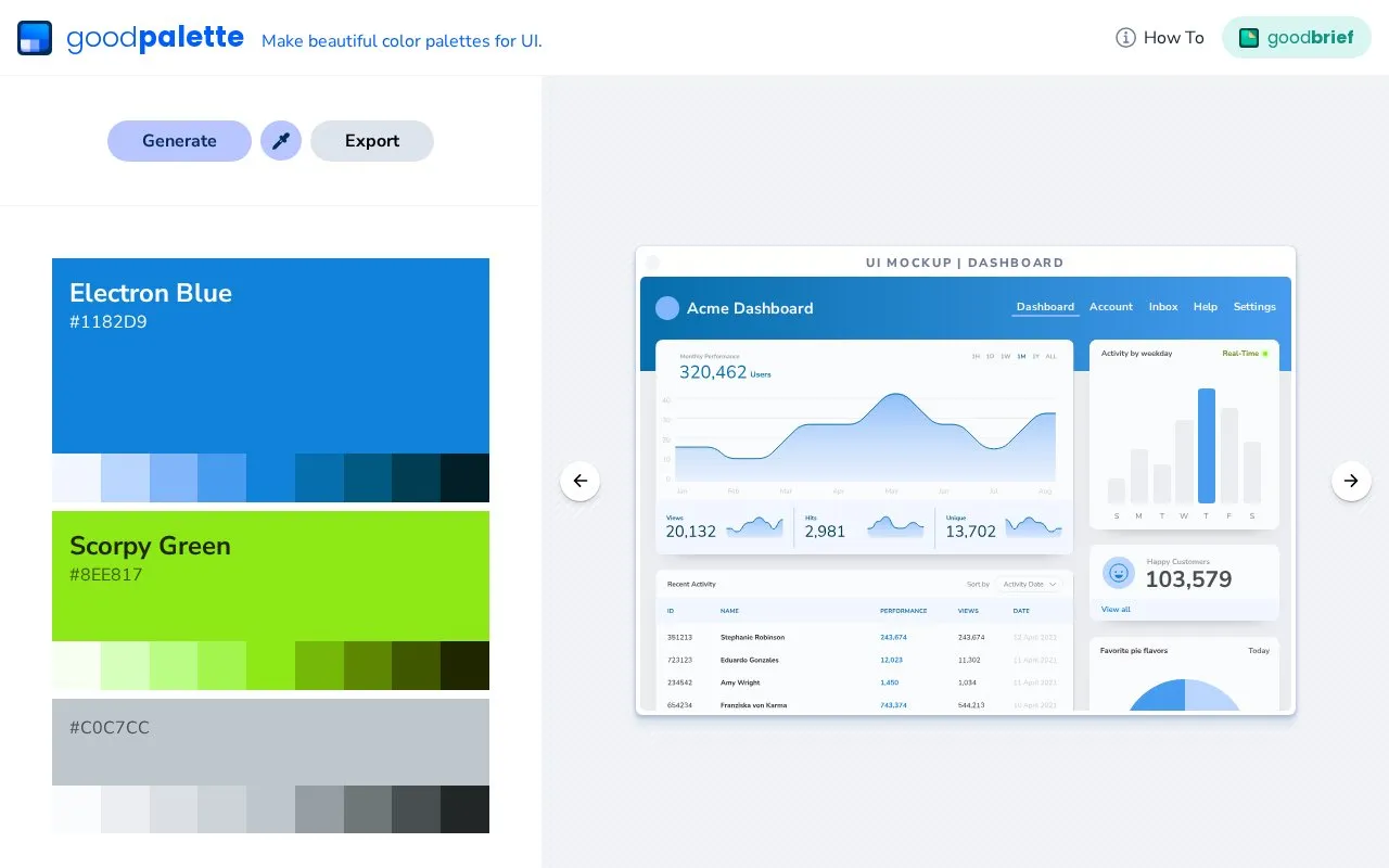 Good Palette homepage screenshot