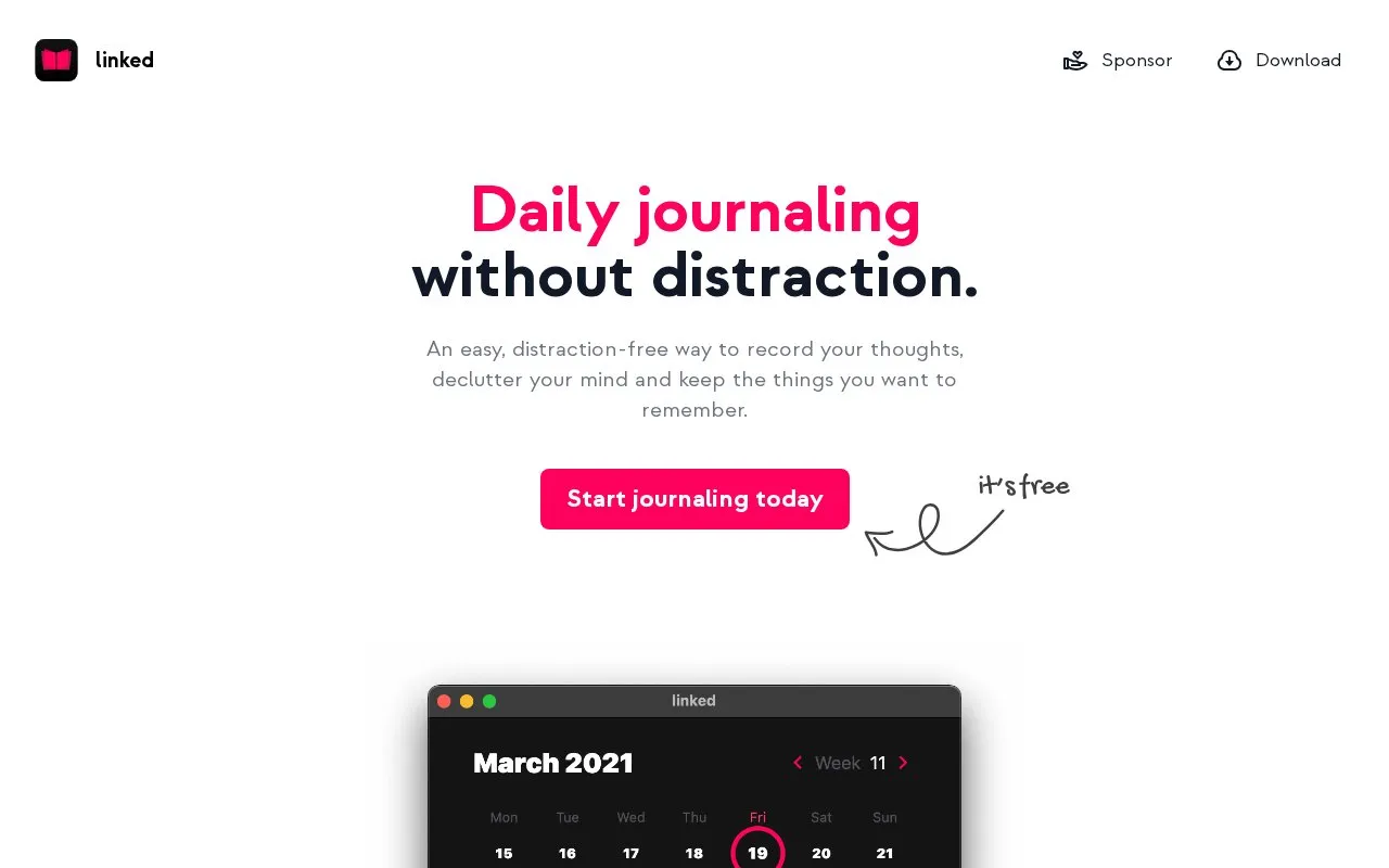 Linked homepage screenshot