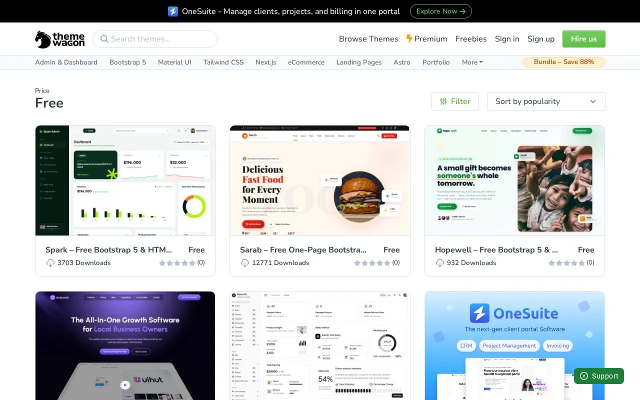 ThemeWagon homepage screenshot